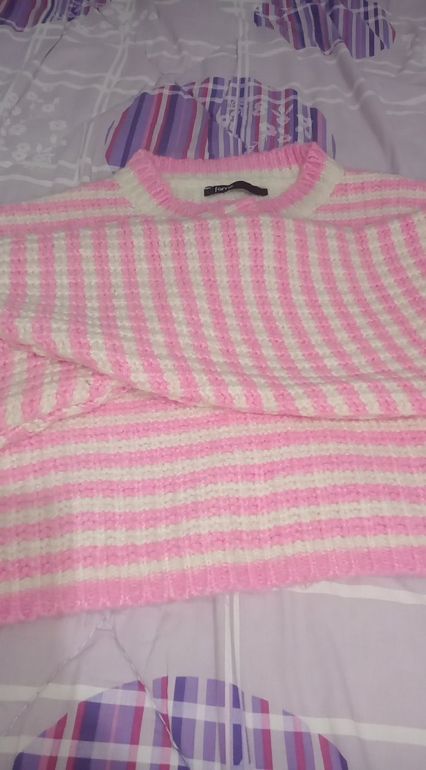 Pembe Örgü Kadın Triko Kazak - Görsel 4