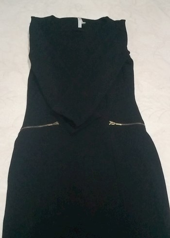 Siyah V Yaka Uzun Kollu Midi Kalem Elbise - Görsel 3