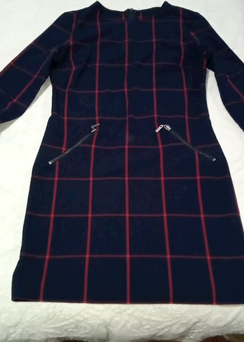 Bordo Ekoseli Midi Uzun Kollu Günlük Elbise - Görsel 4