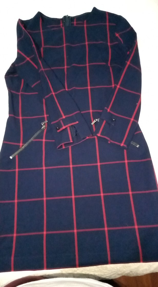 Bordo Ekoseli Midi Uzun Kollu Günlük Elbise - Görsel 2