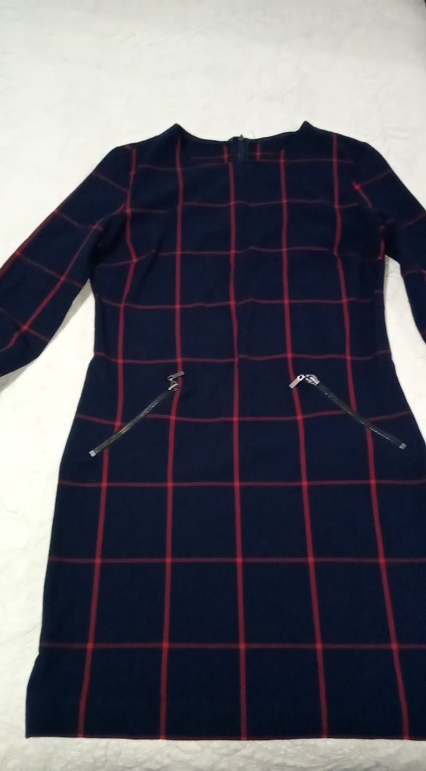 Bordo Ekoseli Midi Uzun Kollu Günlük Elbise - Görsel 3