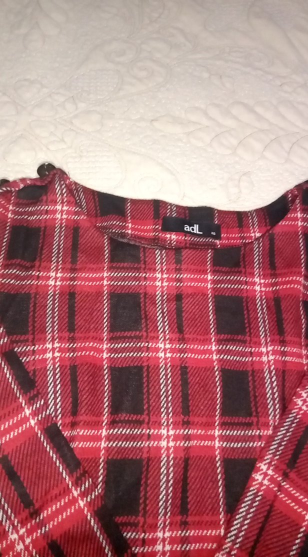 Bordo Ekose Desenli Uzun Kollu Midi Elbise - Görsel 5