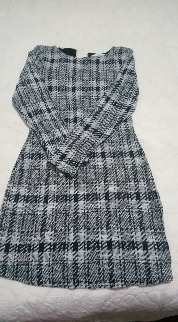 Gri Ekose Midi Örgü Triko Elbise - Görsel 2