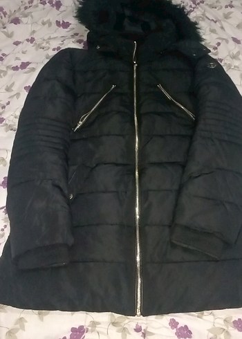 Kadın Siyah Uzun Fermuarlı Kış Montu - Görsel 2