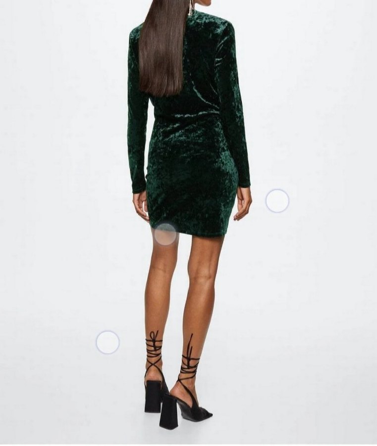 Uzun Kollu, V Yakalı Yeşil Midi Elbise - Görsel 2