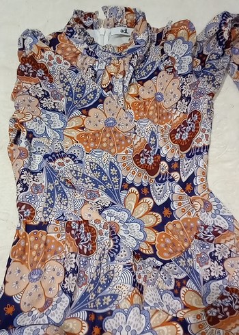 Uzun Kollu Desenli Bohem Elbise - Görsel 7