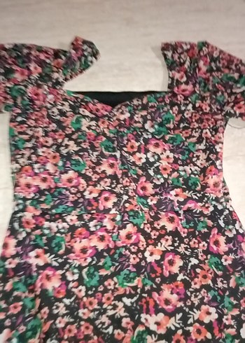 Çiçek Desenli Uzun Bohem Elbise - Görsel 3