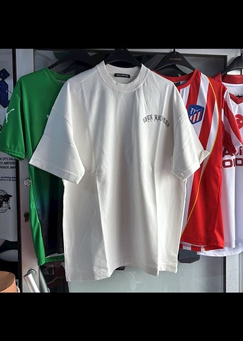 Beyaz Baskılı Oversize Erkek Tişört