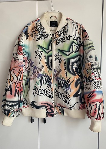Renkli Baskılı Kadın Street Wear Ceket