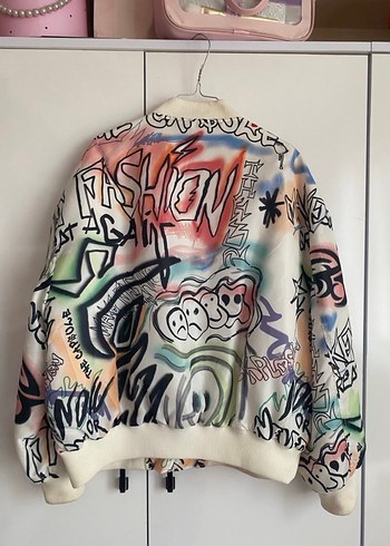 Bershka Çok Renkli Baskılı Street Wear Ceket - Görsel 5