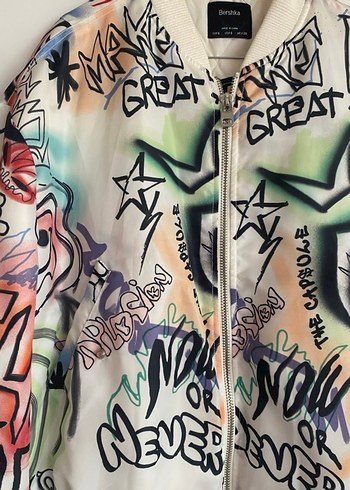 Bershka Çok Renkli Baskılı Street Wear Ceket - Görsel 3