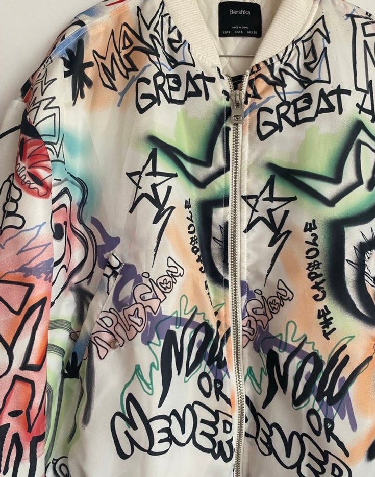 Bershka Çok Renkli Baskılı Street Wear Ceket - Görsel 3