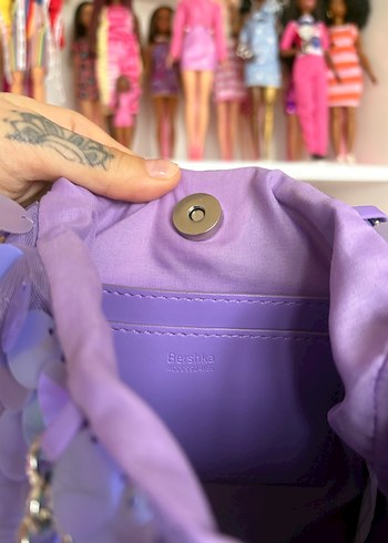 Işıltılı Mor Payetli Zincir Askılı Çanta - Görsel 5