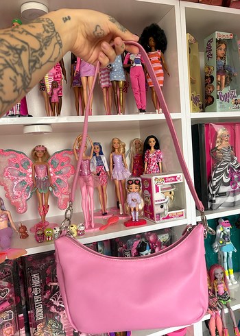 Pembe Zincir Detaylı Deri Kadın Çanta - Görsel 2