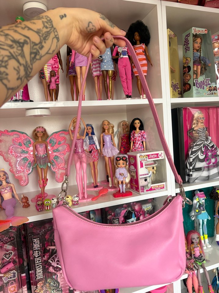 Pembe Zincir Detaylı Deri Kadın Çanta - Görsel 2