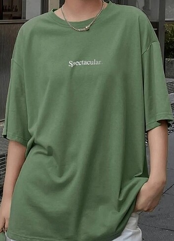 Açık yeşil Oversize Salaş Boyfirend kadın tshirt 