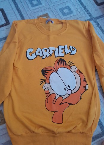Sarı Garfield Baskılı Erkek Sweatshirt