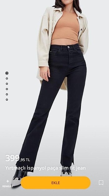 Yırtmaçlı İspanyol Paça Slim Fit Jean