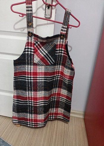 Kadın Ekose Desenli Askılı Midi Elbise - Görsel 3