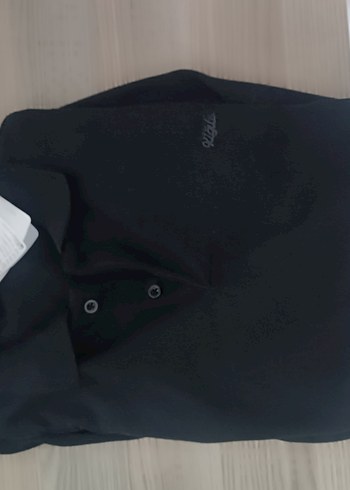 Siyah Polo Yaka Regular Fit Sweatshirt sifir hic giyilmedi - Görsel 5