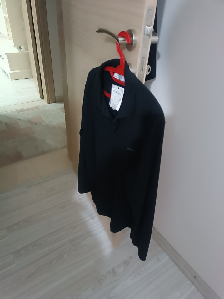 Siyah Polo Yaka Regular Fit Sweatshirt sifir hic giyilmedi - Görsel 4