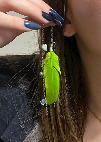 Yeşil Püsküllü Bohem Küpe - Görsel 2