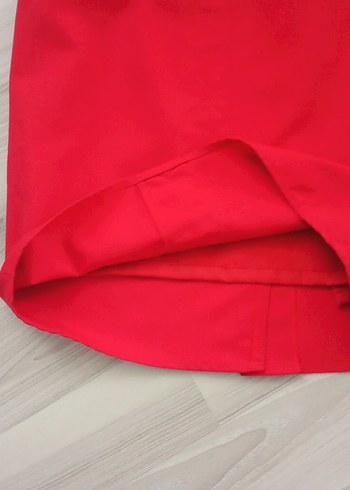 Koyu Kırmızı Düğmeli Midi Kalem Etek - Görsel 6