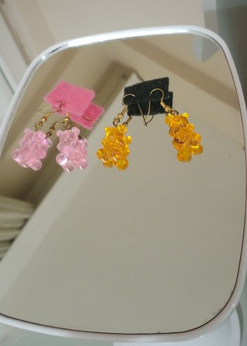 Renkli Boncuklu Ayıcıklı Küpe - Görsel 5