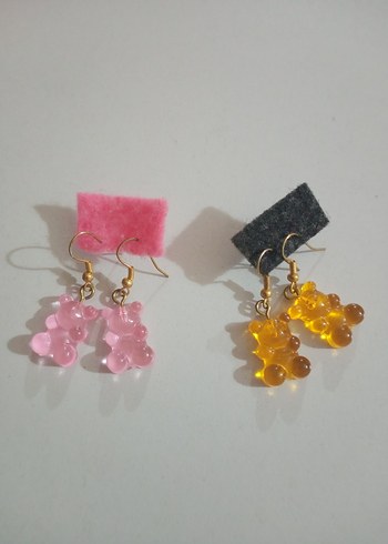 Renkli Boncuklu Ayıcıklı Küpe - Görsel 6