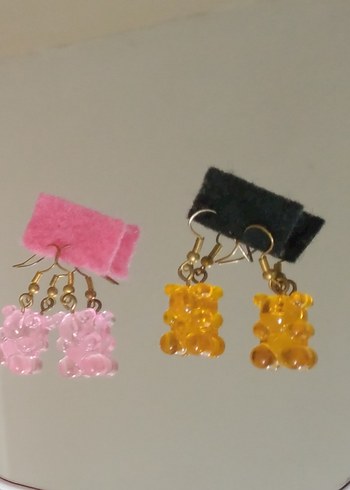 Renkli Boncuklu Ayıcıklı Küpe - Görsel 4