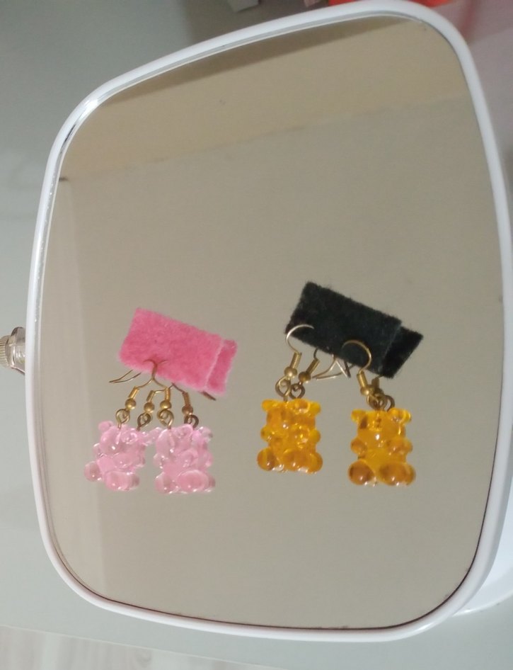 Renkli Boncuklu Ayıcıklı Küpe - Görsel 3