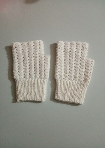 Krem Rengi Dantel Detaylı Bohem Örgü Eldiven - Görsel 8