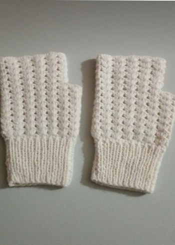 Krem Rengi Dantel Detaylı Bohem Örgü Eldiven - Görsel 7