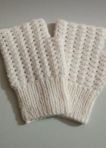 Krem Rengi Dantel Detaylı Bohem Örgü Eldiven - Görsel 6