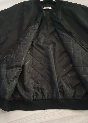 Kadın Siyah Deri Baskılı Bomber Ceket - Görsel 3