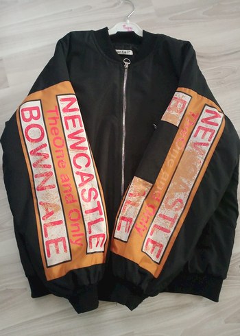 Kadın Siyah Deri Baskılı Bomber Ceket - Görsel 4