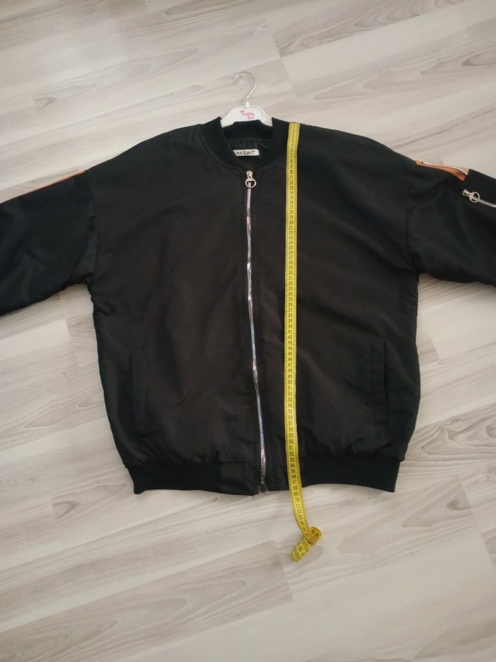 Kadın Siyah Deri Baskılı Bomber Ceket - Görsel 5