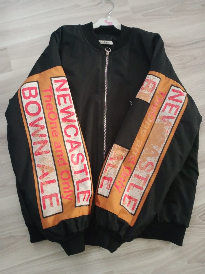 Kadın Siyah Deri Baskılı Bomber Ceket - Görsel 4