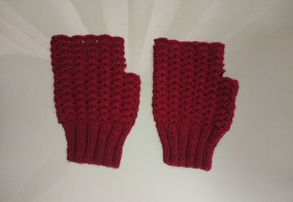 Bordo Örgü Kadın Eldiven - Görsel 5