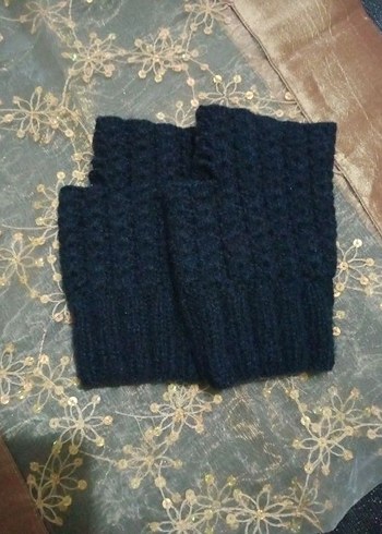 Lacivert Örgü Parmaksız Kadın Eldiveni - Görsel 4