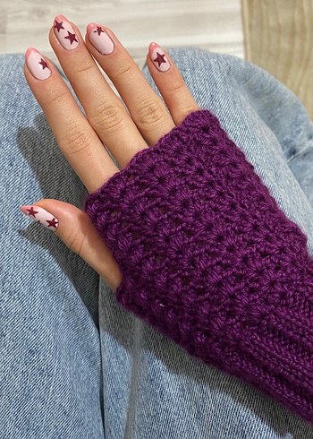Mor Örgü Kadın Eldiveni - Görsel 2