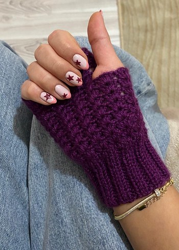 Mor Örgü Kadın Eldiveni - Görsel 4