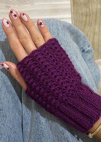 Mor Örgü Kadın Eldiveni - Görsel 3
