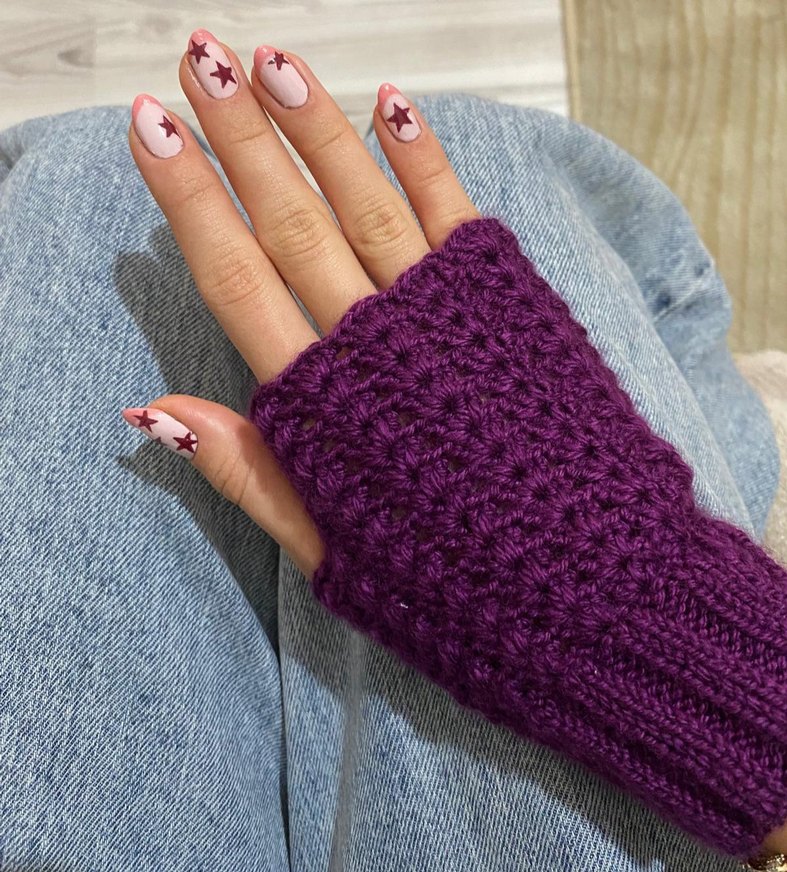 Mor Örgü Kadın Eldiveni - Görsel 2