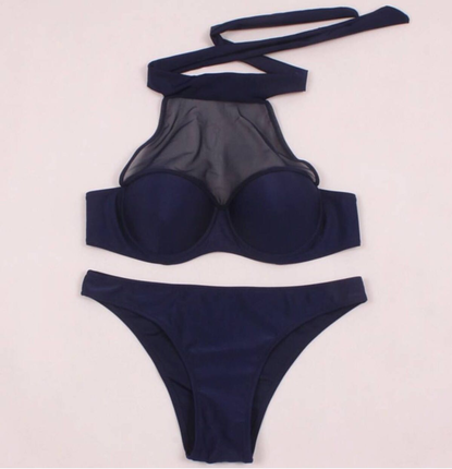 LACİVERT TÜL DETAY BİKİNİ 