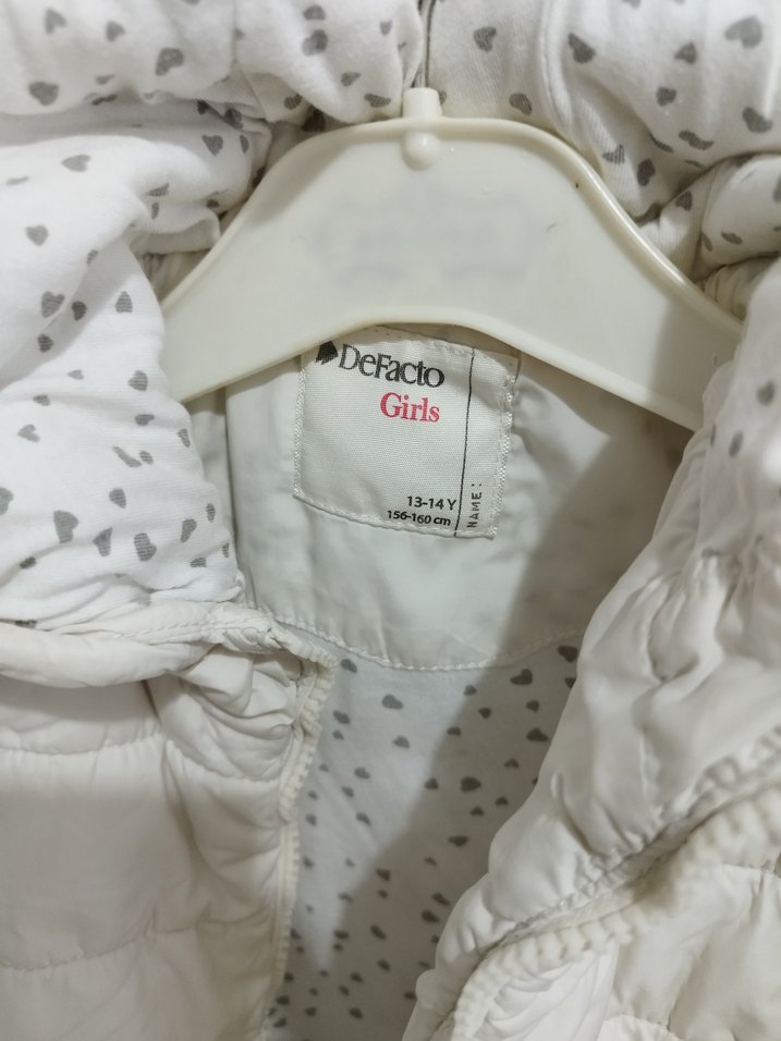 Kız Çocuk Beyaz Kapüşonlu Yelek - Görsel 2