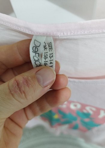 Pembe Baskılı Kız Tişörtü, Kısa Kollu, Salaş - Görsel 2