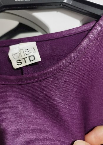 Uzun Kollu Mor Kadın Salaş Elbise - Görsel 3