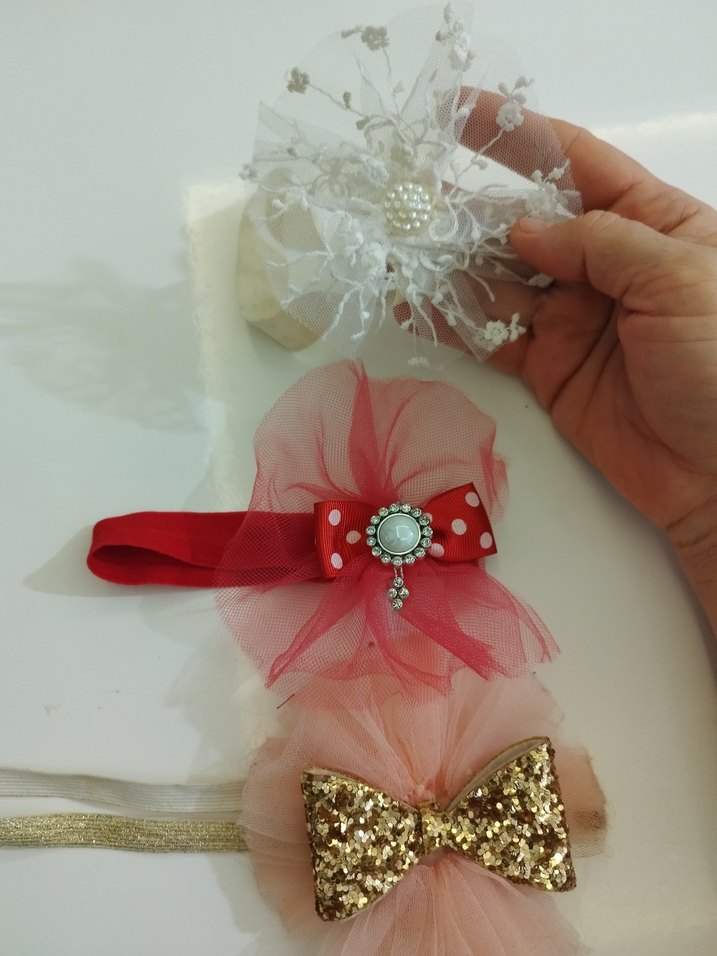 3 tane 100 lira Renkli Nakışlı saç banti - Görsel 2