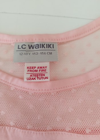 Kız Çocuk Pudra Dantel Detaylı Baskılı Tişört - Görsel 2